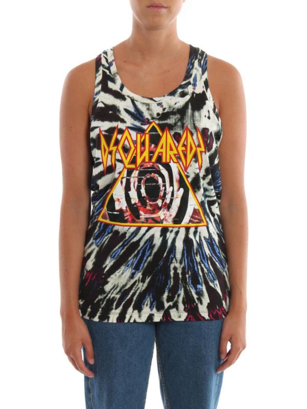 Dsquared2 Logo Print Tank Top Tie Dye Graphic Size S